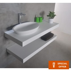 Πάγκος μπάνιου 90x46x8 από solid surface επιφάνεια: Ματ, χρώμα: Λευκό Πάγκοι μπάνιου