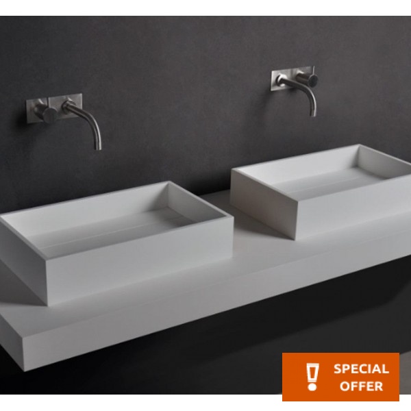 Πάγκος μπάνιου 120x46x8 από solid surface επιφάνεια: Ματ, χρώμα: Λευκό Πάγκοι μπάνιου