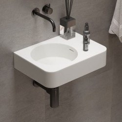Washbasin Wall-mounted 45x33x10 no pedestal With 1 bowl Without hole material: Solid Surface, color: White surface: Matt