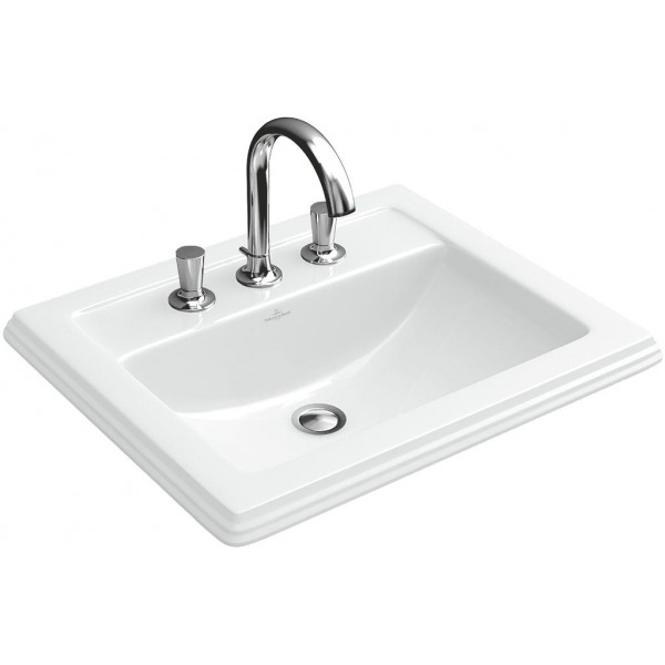 Washbasin Built-in 63x52,5 material: Porcelain With three holes Without overflow Ceramic Plus, color: White surface: Glossy Built-in
