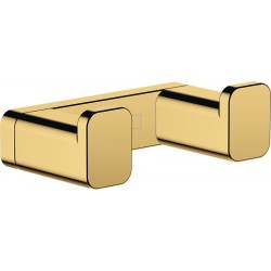 Hook double Flat wall mounted material: Brass 6,6x 2,1x3,6cm Polished Gold Optic, color: Gold surface: Glossy Hooks