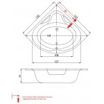 Μπανιέρα υδρομασάζ γωνιακή 120x120 από ακρυλικό 180lt, χρώμα: Λευκό Γωνιακές
