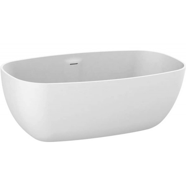 Μπανιέρα ελευθέρας τοποθέτησης 165x85 από solid surface επιφάνεια: Ματ, χρώμα: Λευκό με βαλβίδα,373lt, White Matt χωρίς λαβές Ελευθέρας τοποθέτησης