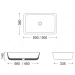 Νιπτήρας ελευθέρας τοποθέτησης 50x38x14 από μάρμαρο χωρίς οπή  χωρίς υπερχείλιση Emperador Dark, χρώμα: Γκρι Σκούρο επιφάνεια: Ματ Ελευθέρας τοποθέτησης