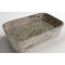 Νιπτήρας ελευθέρας τοποθέτησης 50x38x14 από μάρμαρο χωρίς οπή  χωρίς υπερχείλιση Emperador Pale, χρώμα: Γκρι επιφάνεια: Ματ Ελευθέρας τοποθέτησης