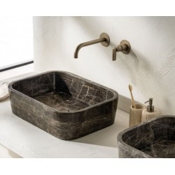Washbasin Free standing 60x38x14 material: Marble Without hole Without overflow, color: Dark Grey surface: Matt Free standing