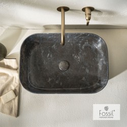 Washbasin Free standing 56x39x14 material: Marble Without hole Without overflow Grey Marble, color: Grey surface: Glossy Free standing