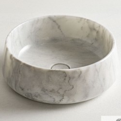 Washbasin Free standing 42x42x14 material: Marble Without hole Without overflow Carrara Nuovo, color: White/Grey surface: Glossy Free standing