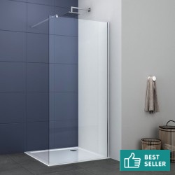 Shower enclosure Linear 90x200 8mm fixed surface: Glossy, color: Chrome Linear