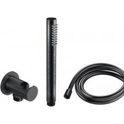 Shower head W/ hose, holder and outlet elbow 1 jet Black Brushed, color: Black surface: Brushed Hand showers