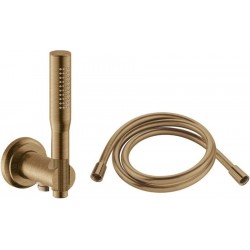 Shower head W/ hose, holder and outlet elbow 1 jet Antique Brass, color: Bronze surface: Brushed Hand showers