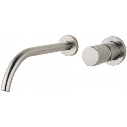 Μπαταρία νιπτήρος εντοιχιζόμενη κομπλέ 2 οπών από ορείχαλκο με βαλβίδα push-open  22,8cm, Inox Finish, χρώμα: Χρωμέ επιφάνεια: Βουρτσισμένη Εντοιχιζόμενες εξωτερικό μέρος