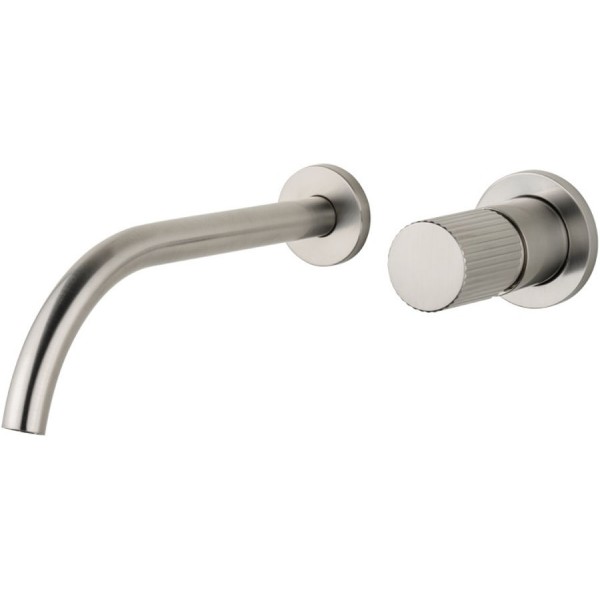 Μπαταρία νιπτήρος εντοιχιζόμενη κομπλέ 2 οπών από ορείχαλκο με βαλβίδα push-open  22,8cm, Inox Finish, χρώμα: Χρωμέ επιφάνεια: Βουρτσισμένη Εντοιχιζόμενες εξωτερικό μέρος