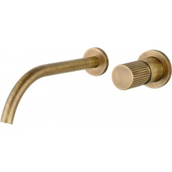 Μπαταρία νιπτήρος εντοιχιζόμενη κομπλέ 2 οπών από ορείχαλκο με βαλβίδα push-open  κομπλέ, 22,8cm, Light Gold Brushed, χρώμα: Χρυσό επιφάνεια: Βουρτσισμένη Εντοιχιζόμενες εξωτερικό μέρος