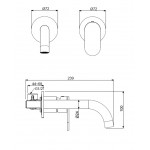 Wash basin tap Wall-mounted concealed - complete set 2 holes material: Brass With push-open waste set Rusty Black, color: Bronze surface: Brushed Wall-mounted - external part