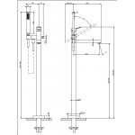 Bathtub tap Floor-standing external part material: Brass, color: Chrome surface: Glossy Floor standing