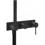Shower tap Wall-mounted external part 2 way material: Inox mixer with hand shower, hose and holder With plate, color: Black surface: Matt Wall-mounted - external part