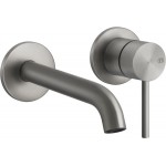Wash basin tap Wall-mounted - external part 2 holes mixer Without waste, color: Chrome material: Inox surface: Brushed Wall-mounted - external part