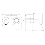 Wash basin tap Wall-mounted - external part 2 holes mixer Without waste, color: Black material: Inox surface: Matt Wall-mounted - external part
