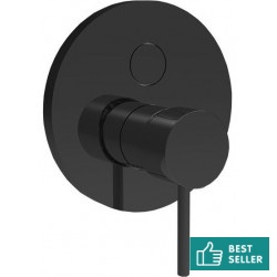 Shower tap Wall-mounted external part 2 way material: Brass mixer With plate without hand shower, hose and holder push-button Black Matt, color: Black surface: Matt Wall-mounted - external part
