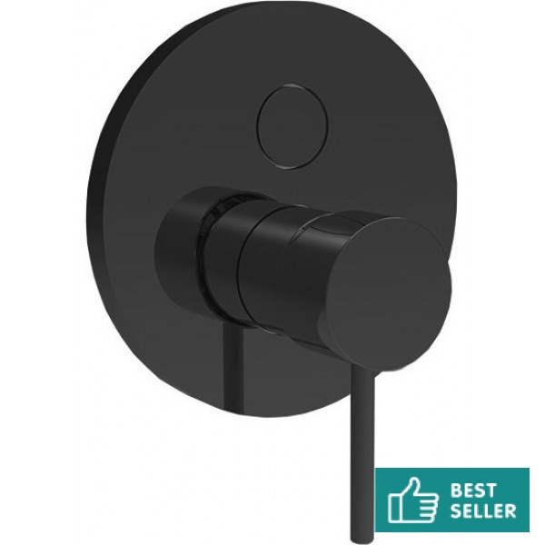 Shower tap Wall-mounted external part 2 way material: Brass mixer With plate without hand shower, hose and holder push-button Black Matt, color: Black surface: Matt Wall-mounted - external part