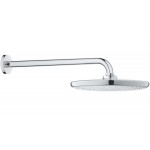 Κεφαλή ντους επίτοιχος τύπος 25x25 από ορείχαλκο 1 ροής με βραχίονα 38cm, χρώμα: Χρωμέ επιφάνεια: Γυαλιστερή Κεφαλές ντους