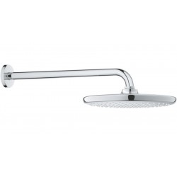 Κεφαλή ντους επίτοιχος τύπος 25x25 από ορείχαλκο 1 ροής με βραχίονα 38cm, χρώμα: Χρωμέ επιφάνεια: Γυαλιστερή Κεφαλές ντους