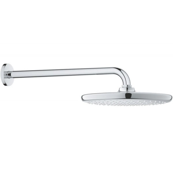 Κεφαλή ντους επίτοιχος τύπος 25x25 από ορείχαλκο 1 ροής με βραχίονα 38cm, χρώμα: Χρωμέ επιφάνεια: Γυαλιστερή Κεφαλές ντους