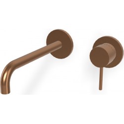 Wash basin tap Wall-mounted - external part 2 holes mixer With push-open waste set, color: Bronze 20,2cm Brushed Amber Bronze material: Brass surface: Brushed Wall-mounted - external part