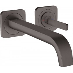 Μπαταρία νιπτήρος εντοιχιζόμενη - εξωτερικό μέρος 2 οπών αναμεικτική με βαλβίδα συνεχούς ροής , χρώμα: Μαύρο 22,1cm, Brushed Black Chrome από ορείχαλκο επιφάνεια: Βουρτσισμένη Εντοιχιζόμενες εξωτερικό μέρος