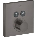 Shower tap Wall-mounted external part 2 way material: Brass thermostatic With plate with separate exits without hand shower, hose and holder Brushed Black Chrome, color: Black surface: Brushed Wall-mounted - external part