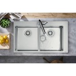 Νεροχύτης ανοξείδωτος 84,5x48 από inox επιφάνεια: Βουρτσισμένη χωρίς πάγκο ένθετος με συνεπίπεδο προφίλ (Flushmount) 2 γούρνες 370/370 Stainless Steel, χρώμα: Χρωμέ Ανοξείδωτοι