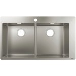 Νεροχύτης ανοξείδωτος 84,5x48 από inox επιφάνεια: Βουρτσισμένη χωρίς πάγκο ένθετος με συνεπίπεδο προφίλ (Flushmount) 2 γούρνες 370/370 Stainless Steel, χρώμα: Χρωμέ Ανοξείδωτοι