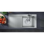 Νεροχύτης ανοξείδωτος 102,5x49 από inox επιφάνεια: Λεία ματ με πάγκο αριστερά ένθετος με συνεπίπεδο προφίλ (Flushmount) 1 γούρνα stainless steel, χρώμα: Χρωμέ Ανοξείδωτοι