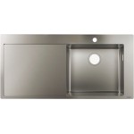 Νεροχύτης ανοξείδωτος 102,5x49 από inox επιφάνεια: Λεία ματ με πάγκο αριστερά ένθετος με συνεπίπεδο προφίλ (Flushmount) 1 γούρνα stainless steel, χρώμα: Χρωμέ Ανοξείδωτοι