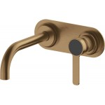 Wash basin tap Wall-mounted concealed - complete set material: Brass With plate With push-open waste set Antique Brass, color: Bronze surface: Brushed Wall-mounted - external part