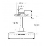 Κεφαλή ντους οροφής 31x31 από ορείχαλκο 2 ροών 310, & βραχίονα οροφής 14,2cm, Brushed Cool Sunrise, χρώμα: Χρυσό επιφάνεια: Βουρτσισμένη Κεφαλές ντους