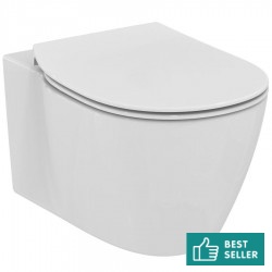 Wall-mounted toilet & toilet seat soft closing, style: Sandwich Aquablade hidden fixation Slim 54,4x36,5 surface: Glossy, color: White Wall-mounted
