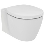 Wall-mounted toilet & toilet seat soft closing, style: Wrapover Aquablade hidden fixation 54,5x36,5 surface: Glossy, color: White Wall-mounted