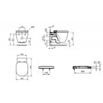 Σετ Λεκάνη επίτοιχη (κρεμαστή) χαμηλής πίεσης + Κάλυμμα Aquablade Wrapover κρυφή στήριξη 54,5x36,5 επιφάνεια: Γυαλιστερή, χρώμα: Λευκό Ideal Standard