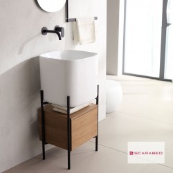 Furniture base with washbasin 44x43x90 material: Metal 1 basin countertop, color: Black Cabinets with wash basin