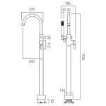 Μπαταρία μπανιέρας επιδαπέδια κομπλέ Brushed Bronze από ορείχαλκο, χρώμα: Μπρονζέ επιφάνεια: Βουρτσισμένη Επιδαπέδιες