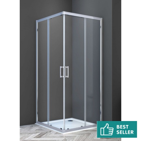 Shower enclosure Square 80x80x195 6mm sliding surface: Glossy, color: Chrome Square Shower enclosure Square 80x80x195 6mm sliding surface: Glossy, color: Chrome Square