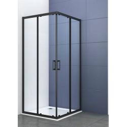 Καμπίνα ντουζιέρας τετράγωνη 80x80x195 6mm συρόμενη επιφάνεια: Ματ, χρώμα: Μαύρο Τετράγωνες