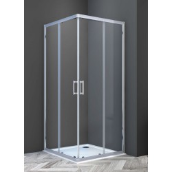 Καμπίνα ντουζιέρας τετράγωνη 100x100x195 6mm συρόμενη επιφάνεια: Γυαλιστερή, χρώμα: Χρωμέ Τετράγωνες