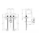 Wash basin tap Deck-mounted dual-level L size material: Brass With pop-up waste set, color: Bronze surface: Glossy Deck-mounted