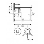 Μπαταρία νιπτήρος εντοιχιζόμενη - εξωτερικό μέρος 2 οπών αναμεικτική με βαλβίδα συνεχούς ροής , χρώμα: Μαύρο 16,8cm από ορείχαλκο επιφάνεια: Ματ Εντοιχιζόμενες εξωτερικό μέρος
