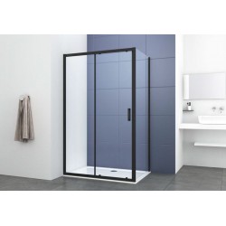 Καμπίνα ντουζιέρας ορθογώνια 115x90x195 6mm συρόμενη επιφάνεια: Microdecor, χρώμα: Μαύρο Ορθογώνιες