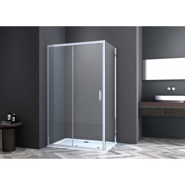 Καμπίνα ντουζιέρας ορθογώνια 120x70x195 6mm συρόμενη επιφάνεια: Γυαλιστερή, χρώμα: Χρωμέ Ορθογώνιες