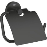 Paper holder with cover material: Brass Matte Black, color: Black surface: Matt Toilet paper holders
